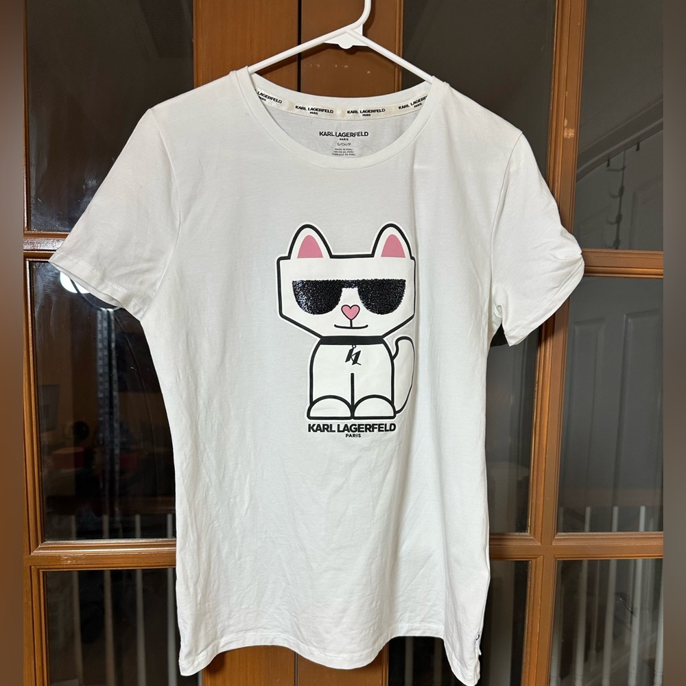 Karl Lagerfeld White Cat Graphic Tee